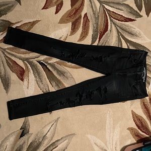 American Eagle Distressed black denim jean high hi rise jegging 8